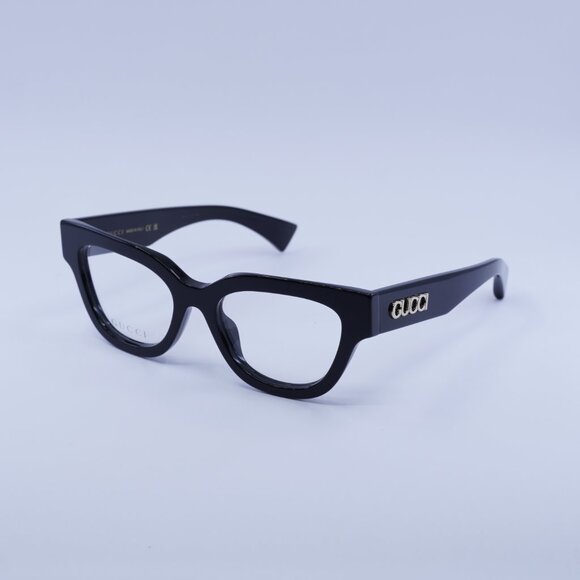 Gucci GG1837O 001 Eyeglasses Shiny Black 51mm Cat Eye Frame - Picture 1 of 11